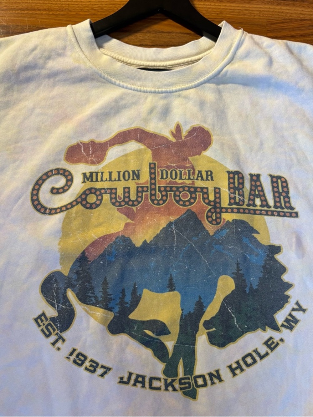 Vintage 90s Tie Dye Cowboy Bar Sweatshirt 3XL Made USA Oversized